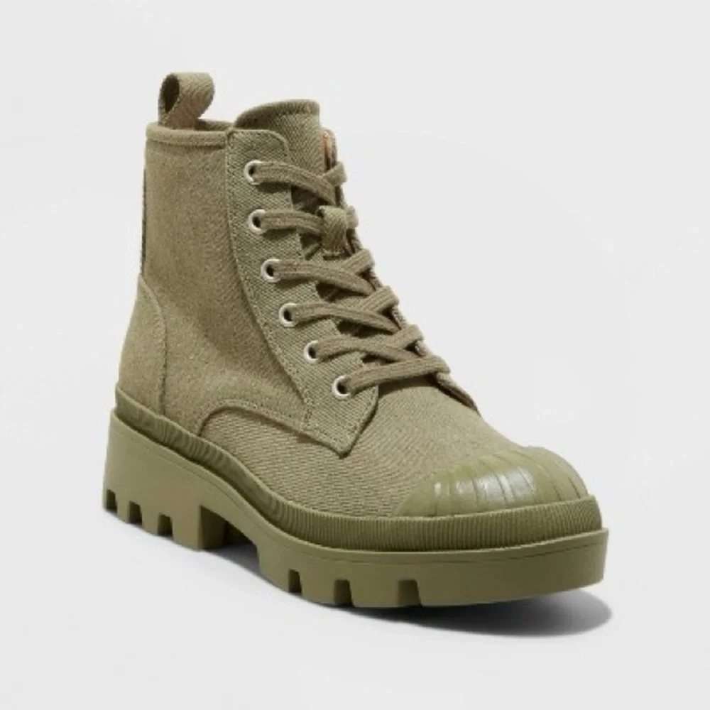 Olive Green Combat Boots - Picture 1 of 5